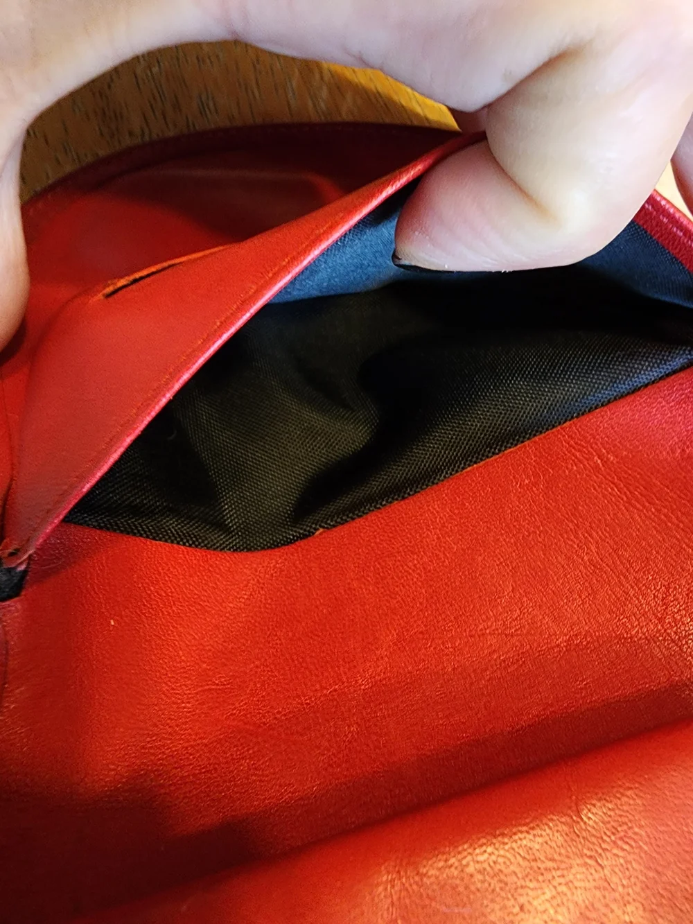vintage red leather Christian Dior small wallet or coin/card compact case